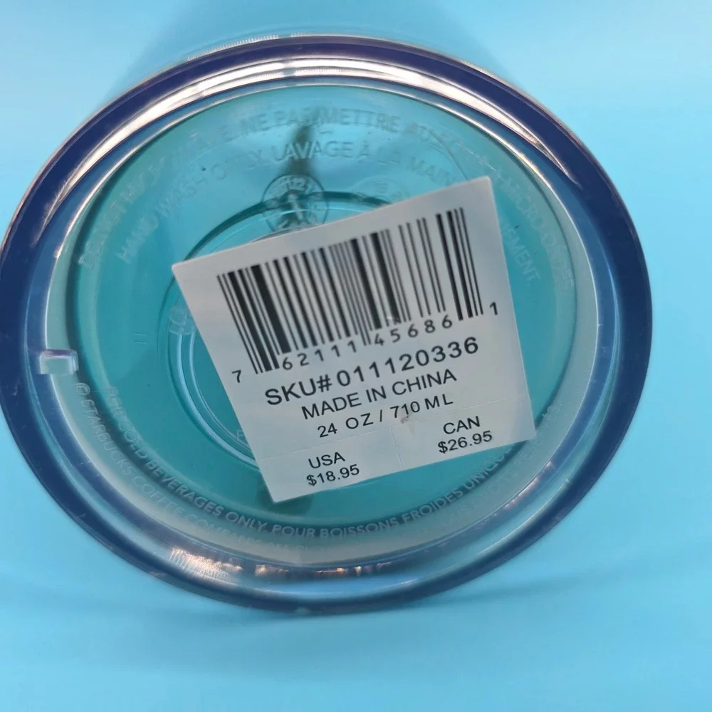Starbucks Teal Blue‎ Green Iridescent Cold Cup Tumbler 24oz Venti with Straw NEW